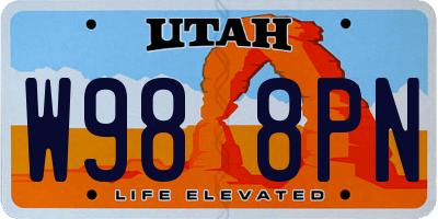 UT license plate W988PN
