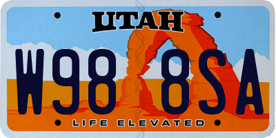 UT license plate W988SA