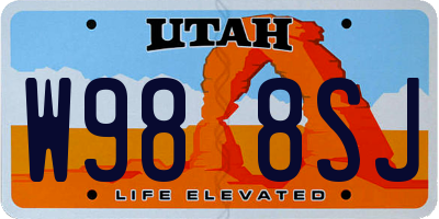UT license plate W988SJ