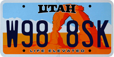 UT license plate W988SK
