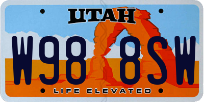 UT license plate W988SW