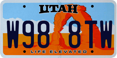 UT license plate W988TW
