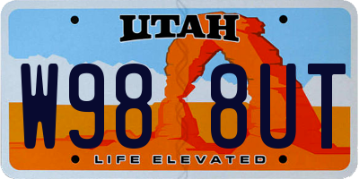 UT license plate W988UT