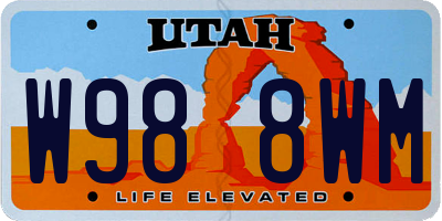 UT license plate W988WM