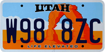 UT license plate W988ZC