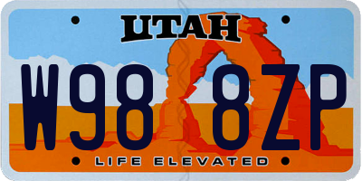 UT license plate W988ZP