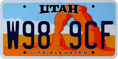 UT license plate W989CF