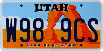 UT license plate W989CS