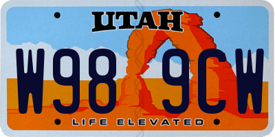 UT license plate W989CW