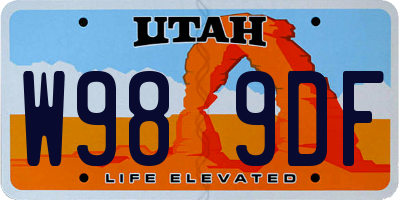UT license plate W989DF