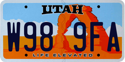 UT license plate W989FA