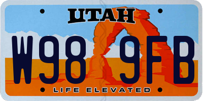 UT license plate W989FB