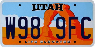 UT license plate W989FC