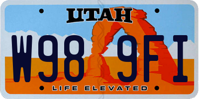 UT license plate W989FI