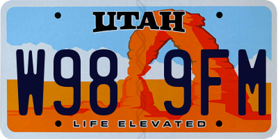 UT license plate W989FM
