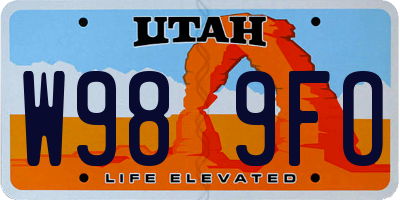 UT license plate W989FO
