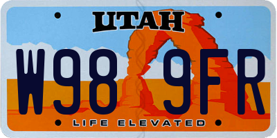 UT license plate W989FR