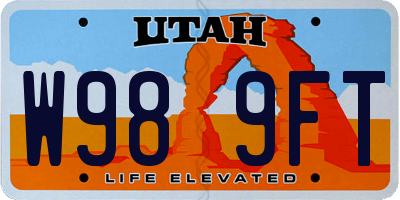 UT license plate W989FT