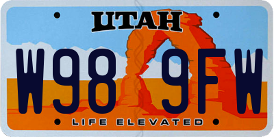 UT license plate W989FW