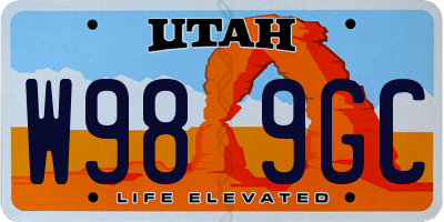 UT license plate W989GC