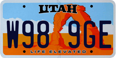 UT license plate W989GE