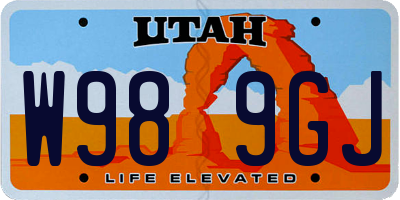 UT license plate W989GJ