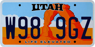 UT license plate W989GZ