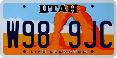 UT license plate W989JC