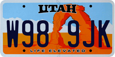 UT license plate W989JK