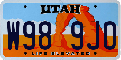 UT license plate W989JO