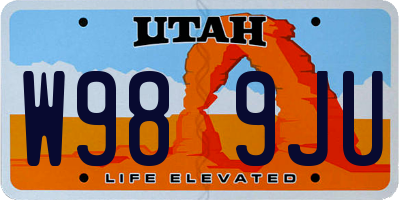 UT license plate W989JU