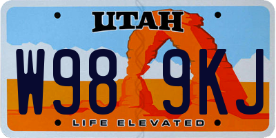 UT license plate W989KJ