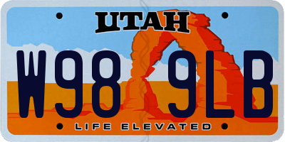 UT license plate W989LB