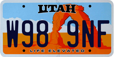 UT license plate W989NF
