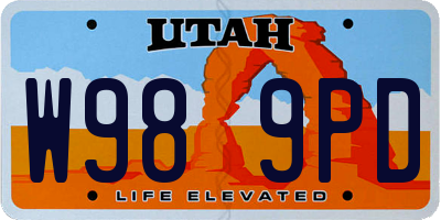 UT license plate W989PD