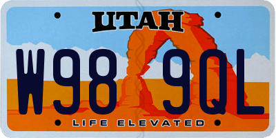 UT license plate W989QL