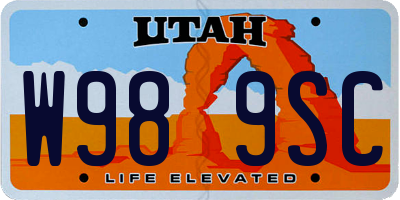 UT license plate W989SC