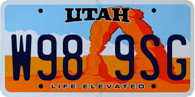 UT license plate W989SG