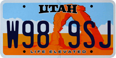 UT license plate W989SJ