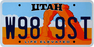 UT license plate W989ST