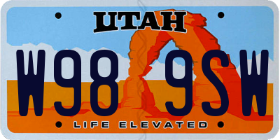 UT license plate W989SW