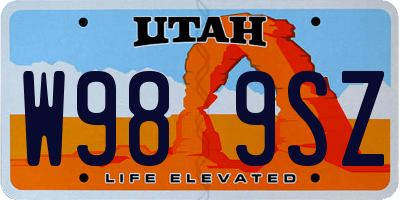 UT license plate W989SZ