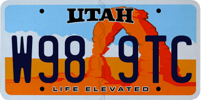 UT license plate W989TC
