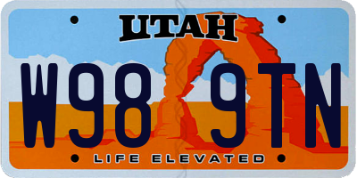 UT license plate W989TN