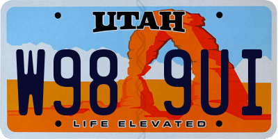 UT license plate W989UI