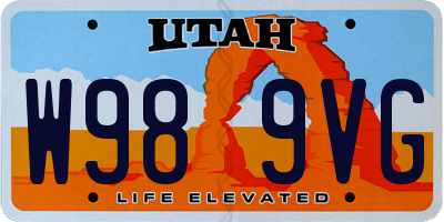 UT license plate W989VG