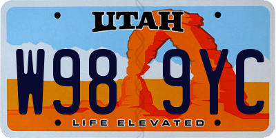 UT license plate W989YC