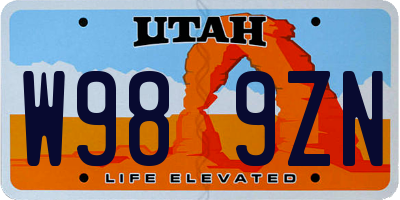 UT license plate W989ZN