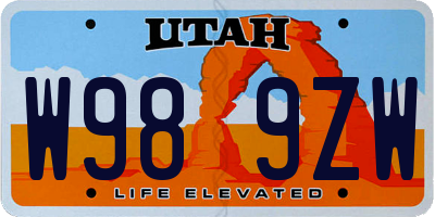 UT license plate W989ZW