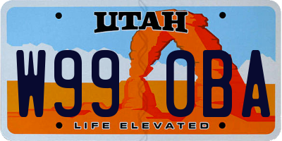 UT license plate W990BA